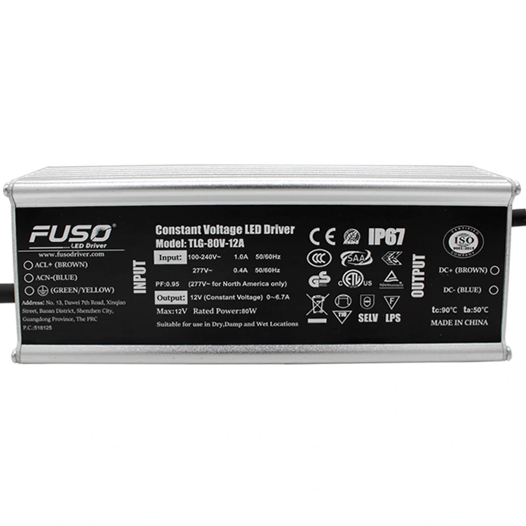 높은 Pf 12v 80w 정전압 Led 전원 공급 장치